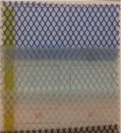 DG-GZ TPU夾網布  透明六角夾網  密度：60  成份：PVC  克重：500G  紗支：100   45度照